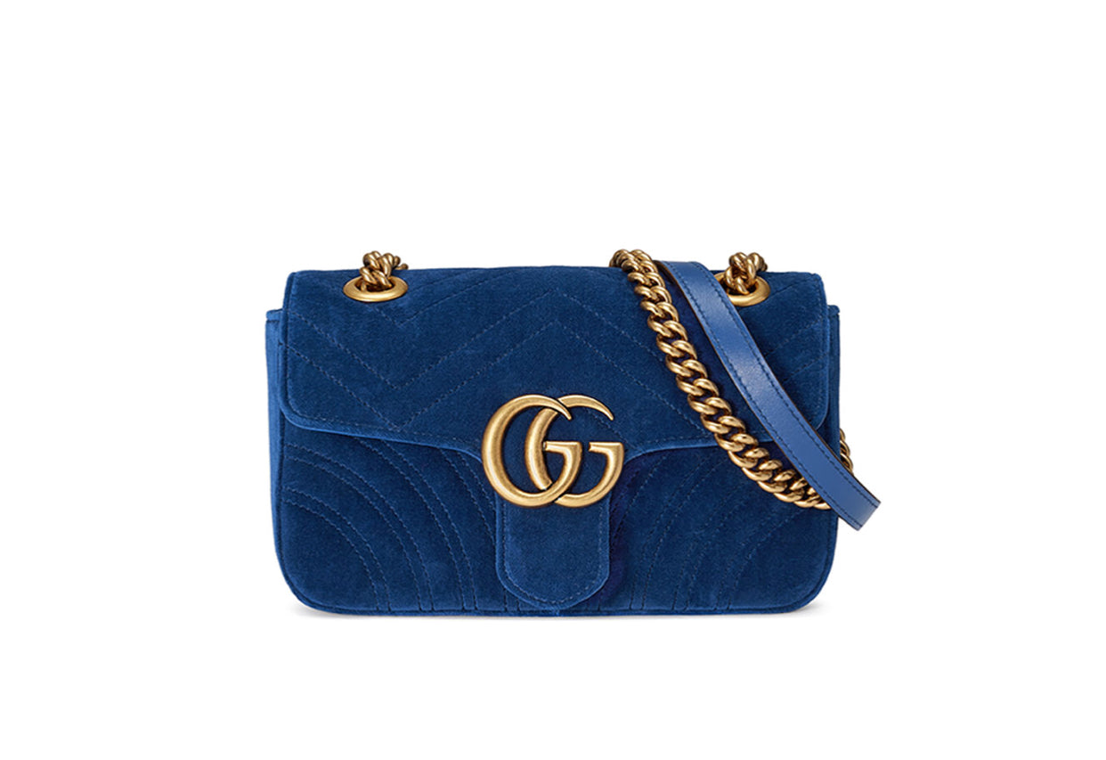 Gucci GG Marmont velvet mini “blue”